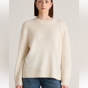 Quince Mongolian Cashmere Oversized Crewneck Sweater Ivory Cozy Classic Medium
